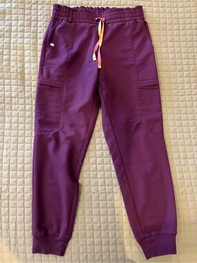 Figs Plum Jogger Pants with Tie-Dye Drawstring